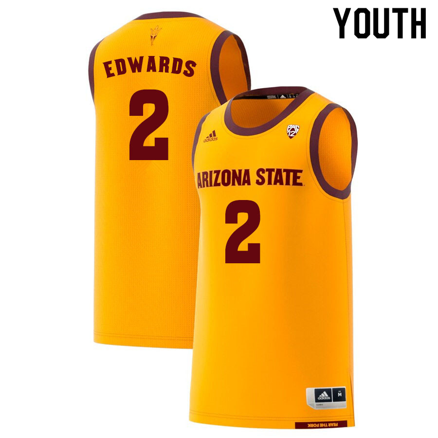 Youth #2 Rob Edwards Arizona State Sun Devils College Basketball Jerseys Sale-Gold